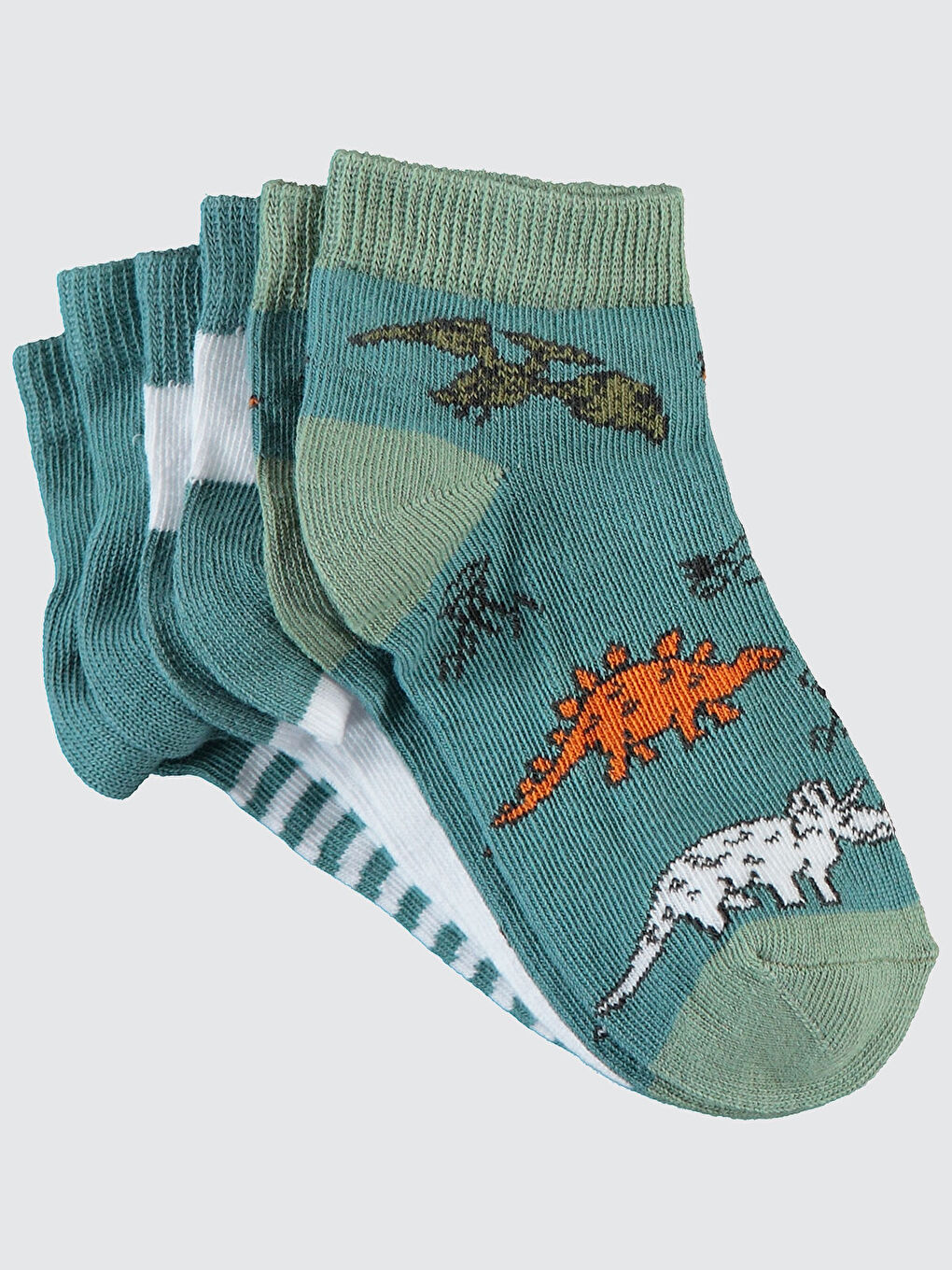 Erkek Çocuk 3'lü 2-12 Yaş Patik Çorap Mint Yeşili-1