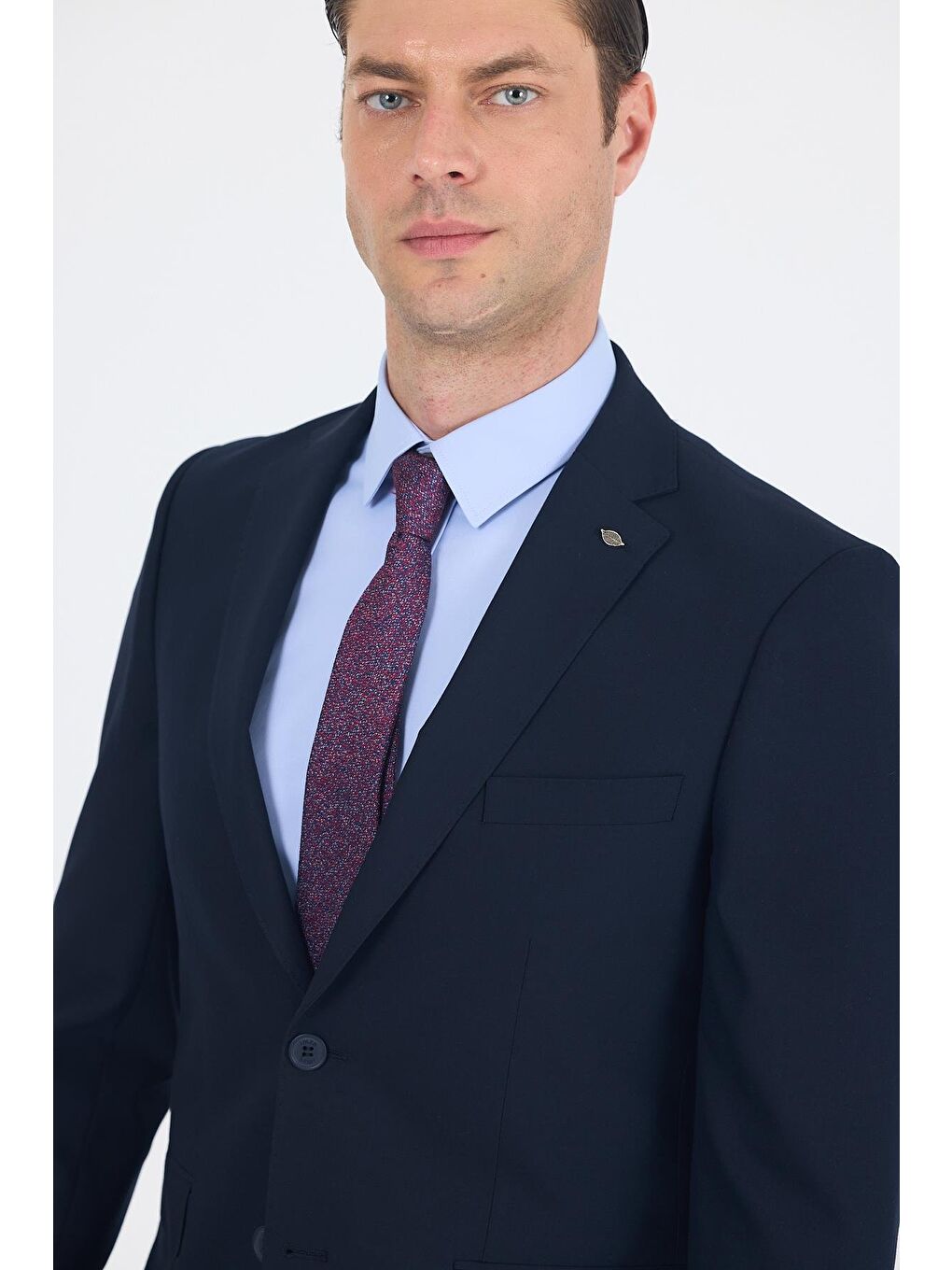 Lacivert Düz Gabardin Mono Yaka 2 Düğme 6 Drop Comfort Fit Basic Takım Elbise 1001250010_206-3