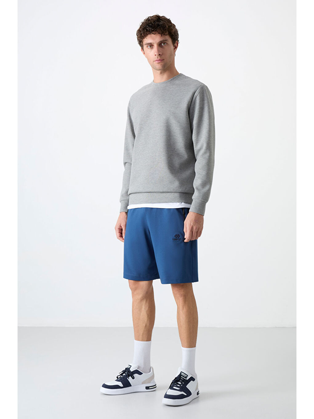 Mavi Parlament Gizli Fermuar Arka Cepli Bağcıklı Standart Kalıp Erkek Şort - 81136-6