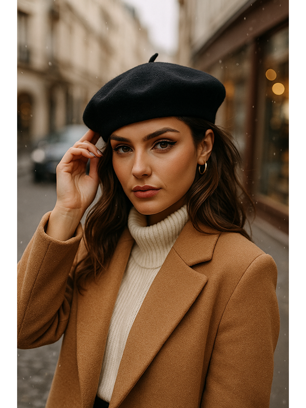 Kadın Siyah Ressam Bere Şapka Bere1101-1