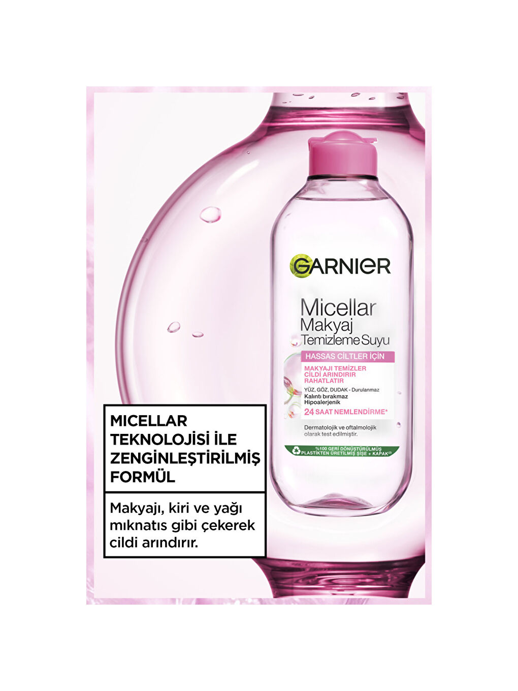 Micellar Makyaj Temizleme Suyu 400ml, 24 Saat Nemlendirme, Hassas Ciltler Için-3