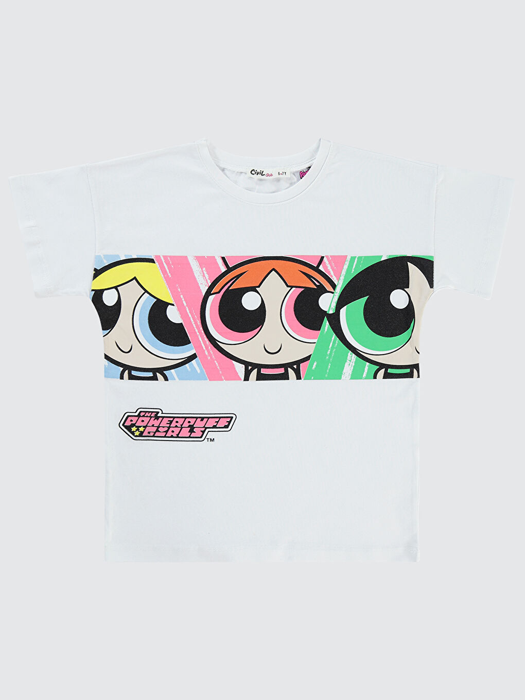 Powerpuff Girls Kız Çocuk Tişört 10-13 Yaş Beyaz