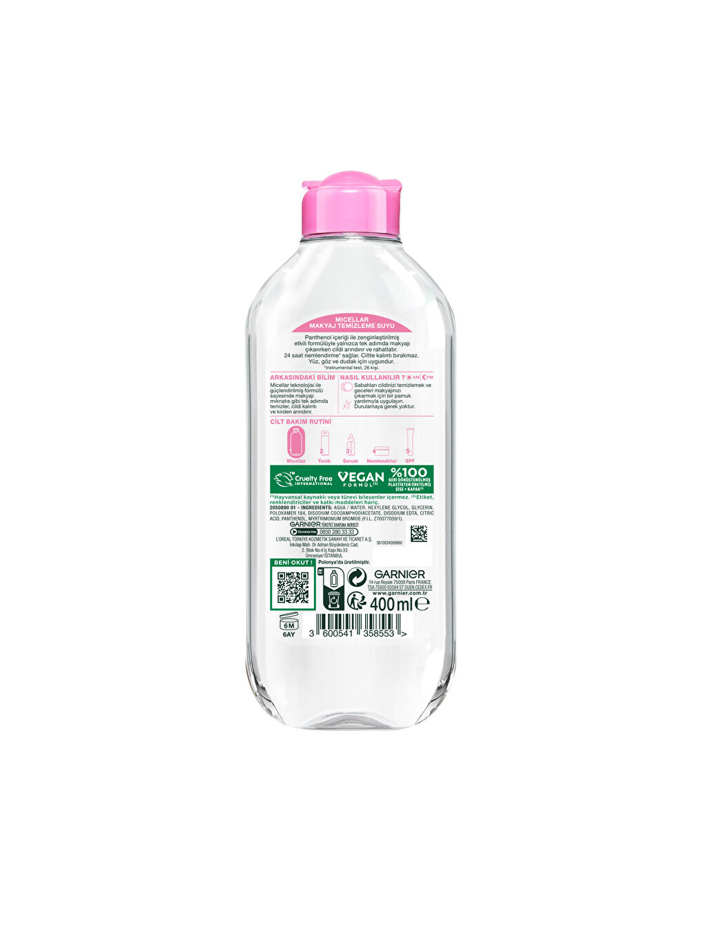 Micellar Makyaj Temizleme Suyu 400ml, 24 Saat Nemlendirme, Hassas Ciltler Için-9