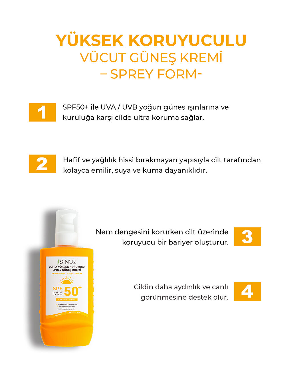 Spf 50 Ultra Yüksek Koruyucu Vücut Güneş Kremi Sprey 200 Ml - Nemlendirici Hassas Bakım-1