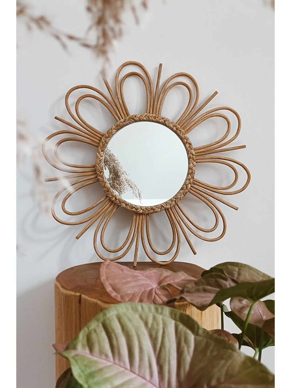 Bej Bambu Örgü Ayna-3