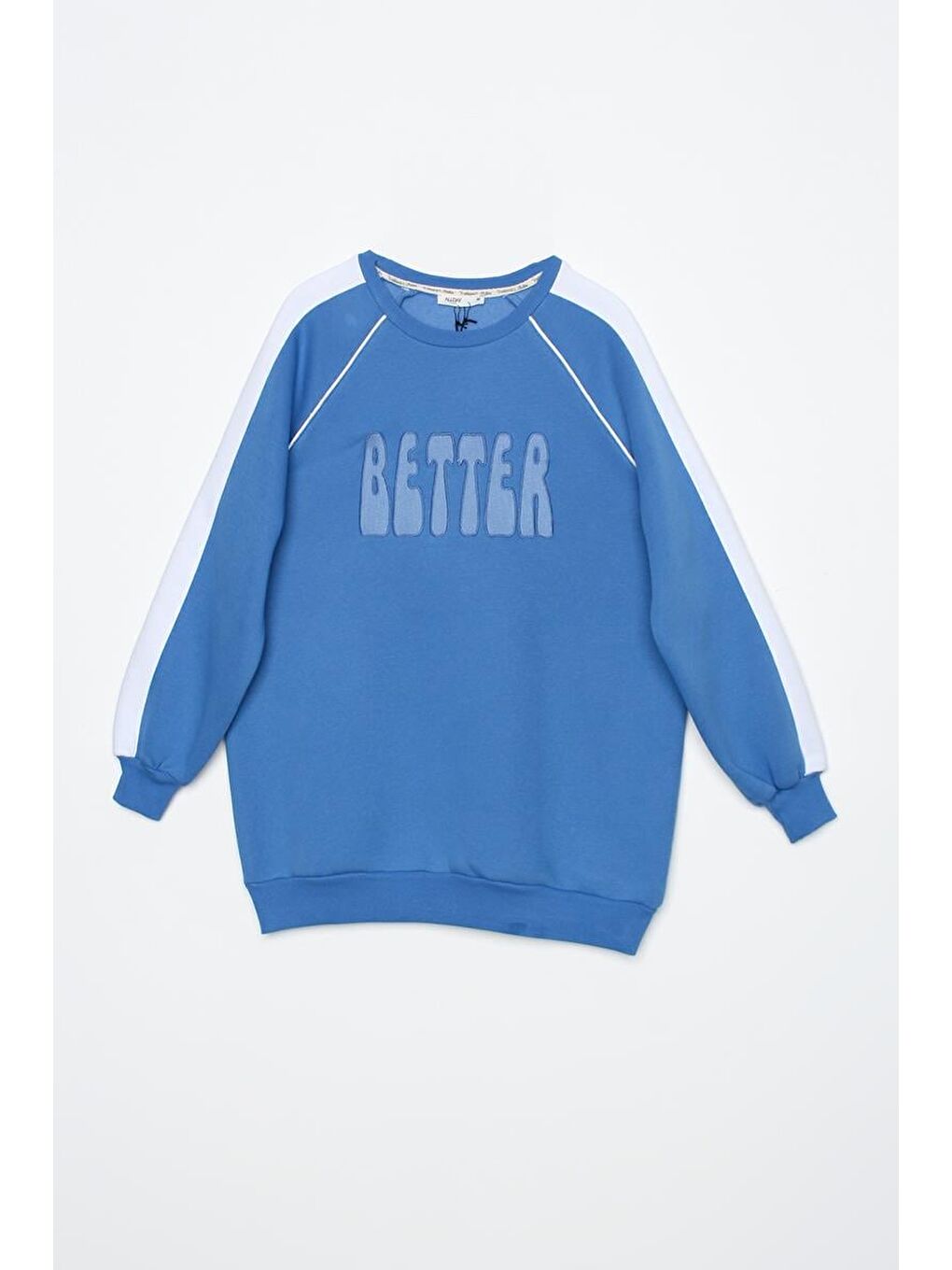 Mavi01-Kontrast Garnili Nakışlı Şardonlu Sweat-5