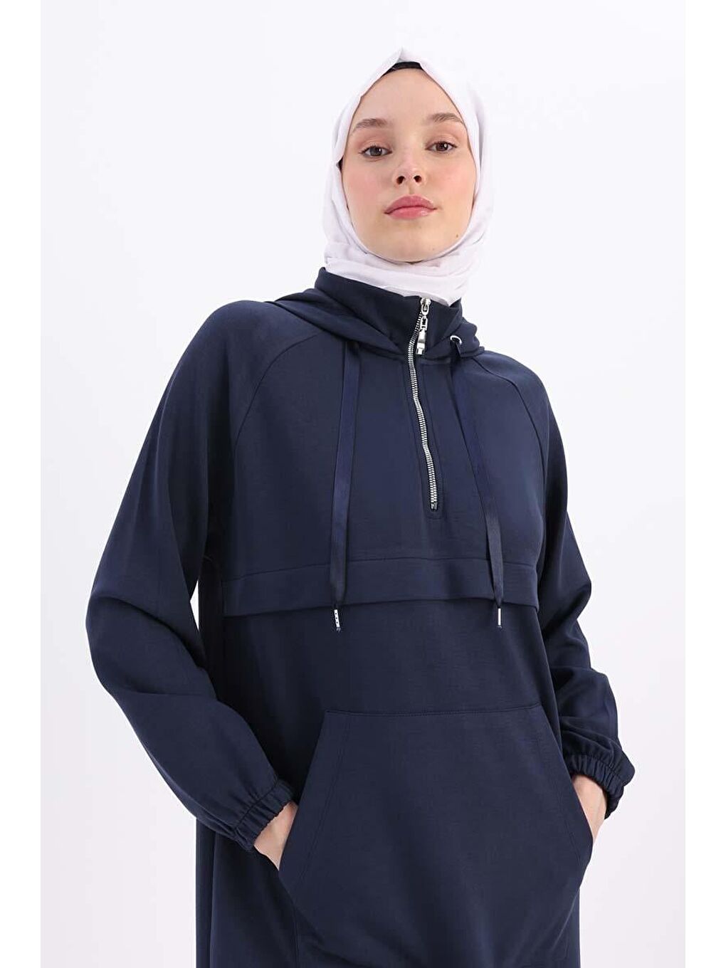 İndigo-Ön Roba Dubleli Elastanlı Sweat