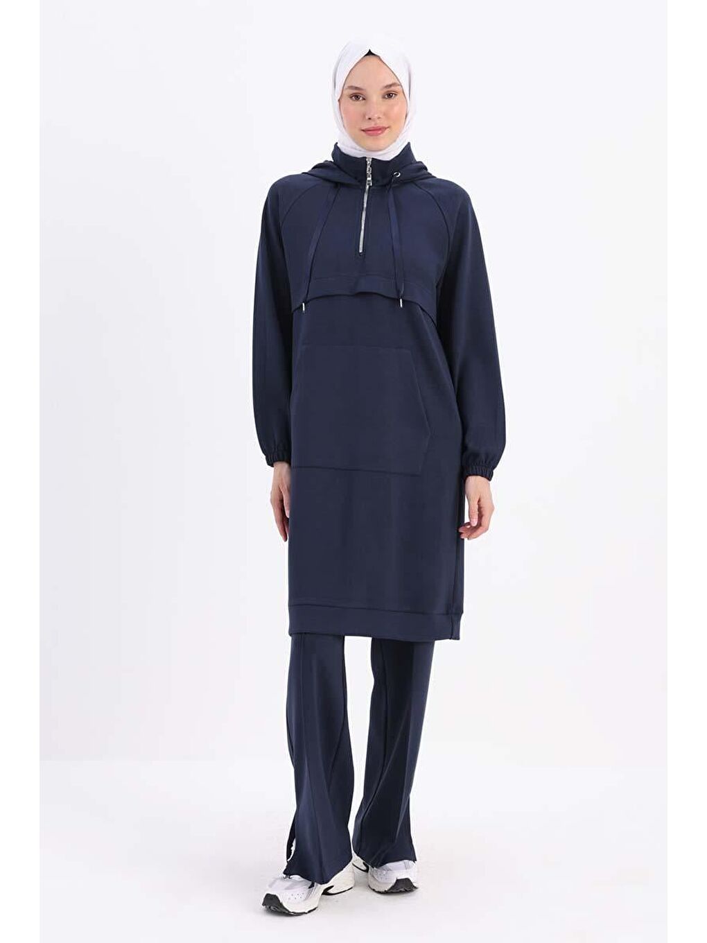 İndigo-Ön Roba Dubleli Elastanlı Sweat-1