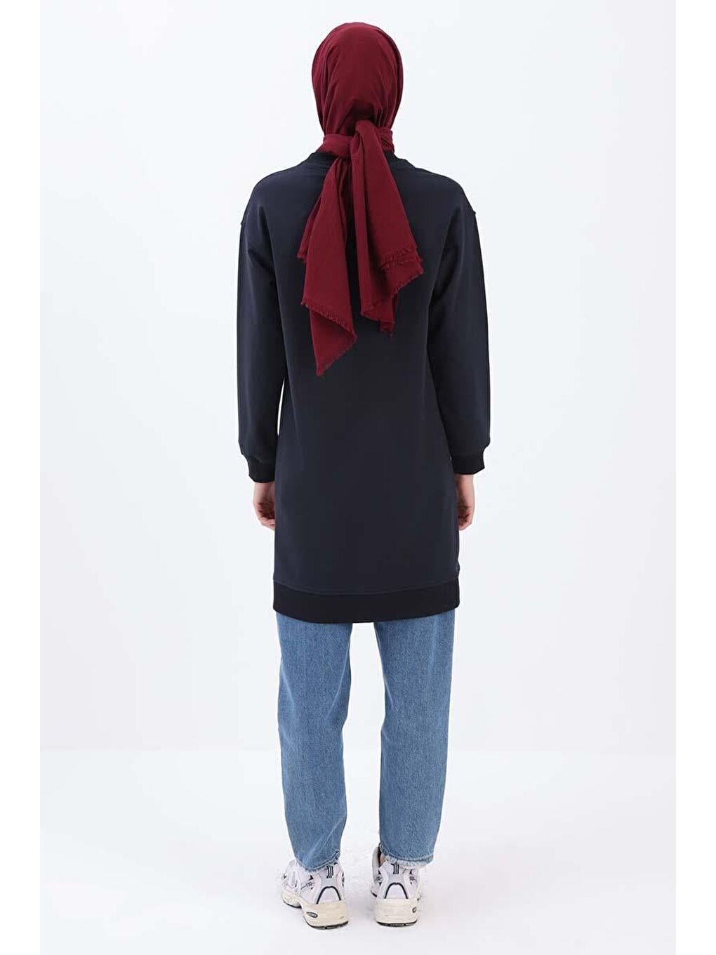 Lacivert-Aplike Nakışlı Elastanlı Sweat-3