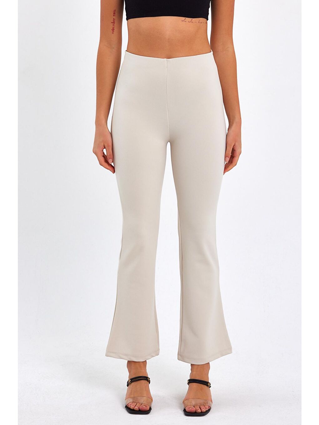 Bej Kadın İspanyol Paça Tayt