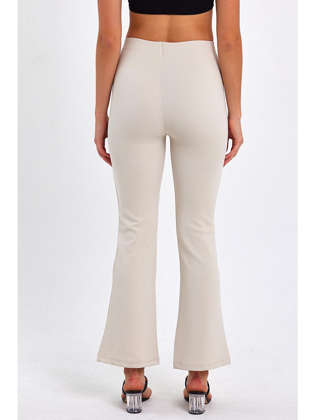 Bej Kadın İspanyol Paça Tayt-4