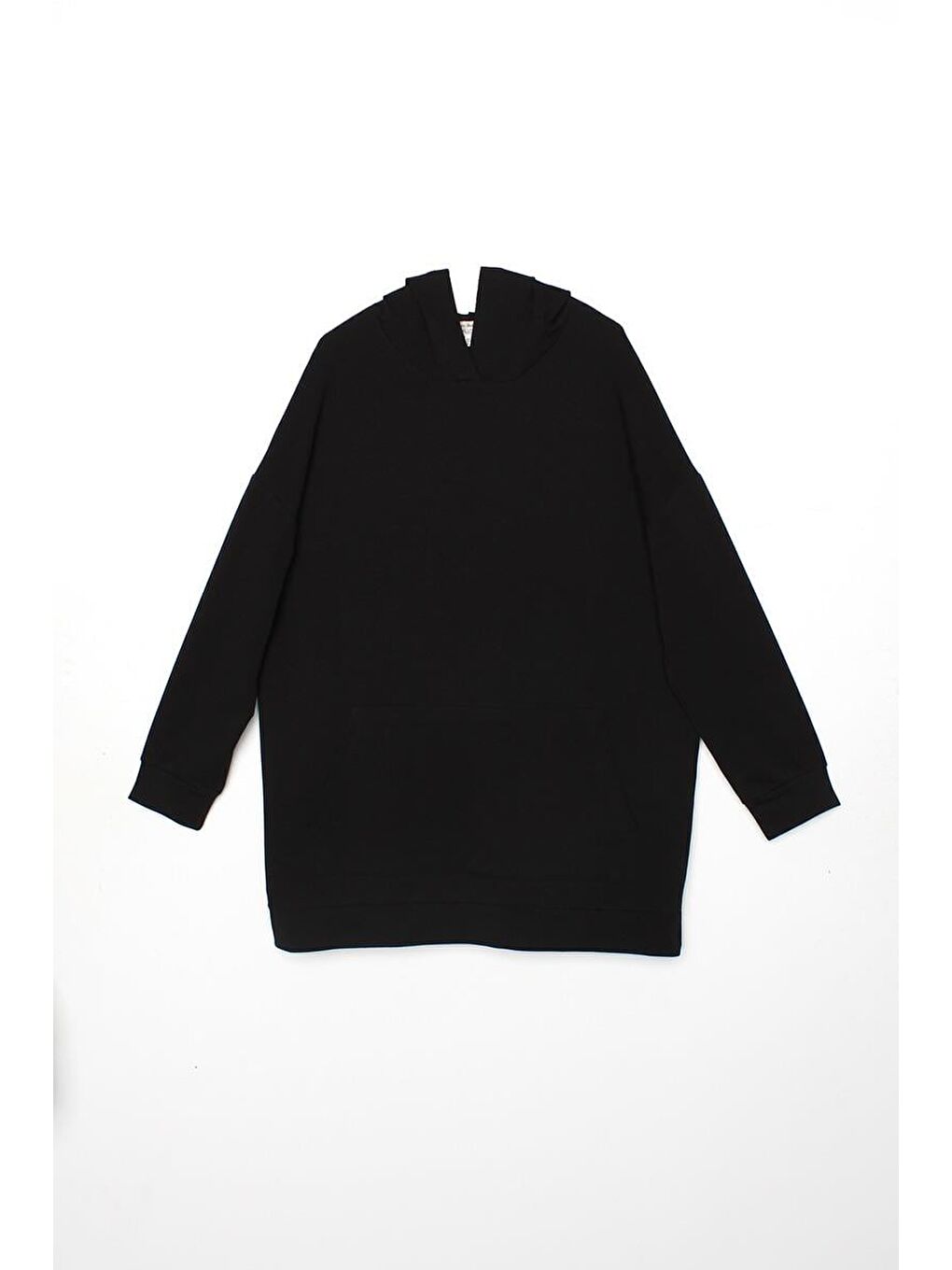 Siyah Kanguru Cepli Kapüşonlu Sweat Tunik-5