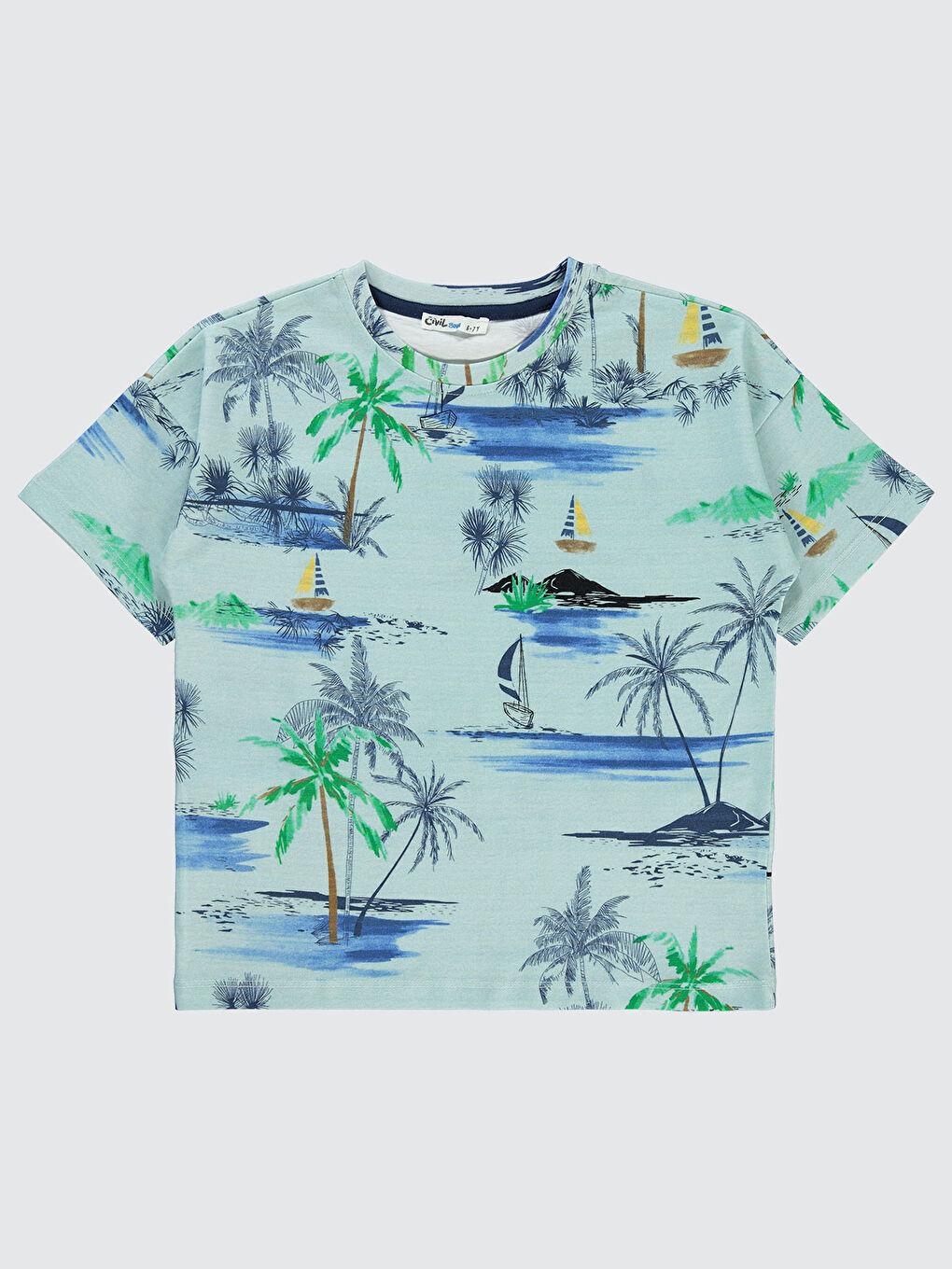 Turkuaz Boys Erkek Çocuk Tişört 10-13 Yaş Su Yeşili