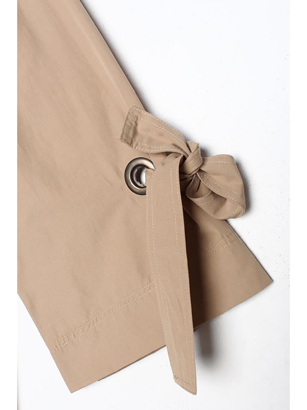 Bej-Kol Bağlama Detaylı Trençkot-6