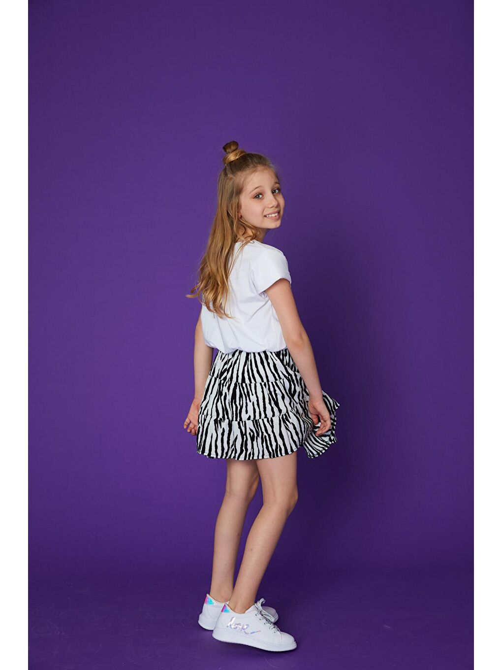 Beyaz Kız Çocuk Baskılı Rahat Love Bluz-3