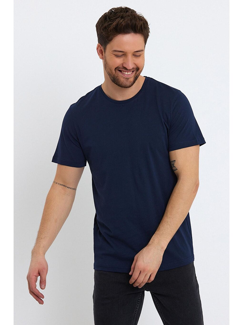 İndigo Süprem Bisiklet Yaka Erkek Tişört-2
