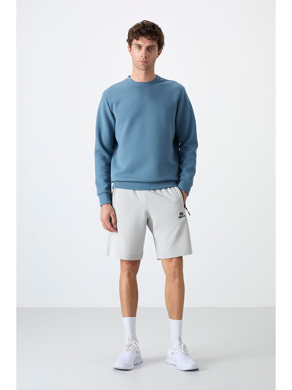 Bej Taş Gizli Fermuar Arka Cepli Bağcıklı Standart Kalıp Erkek Şort - 81136