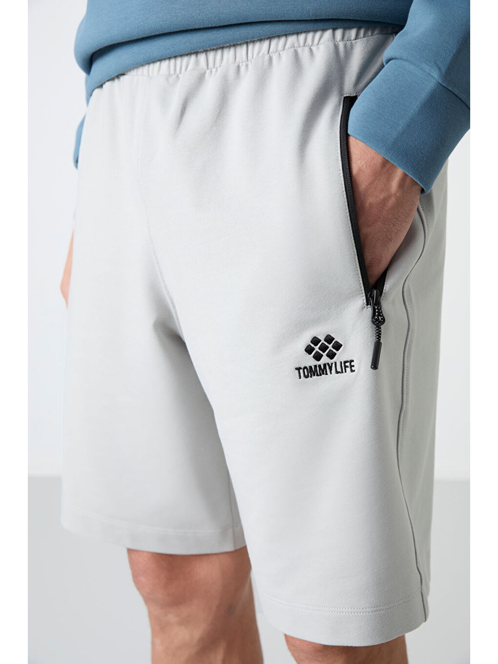 Bej Taş Gizli Fermuar Arka Cepli Bağcıklı Standart Kalıp Erkek Şort - 81136-4