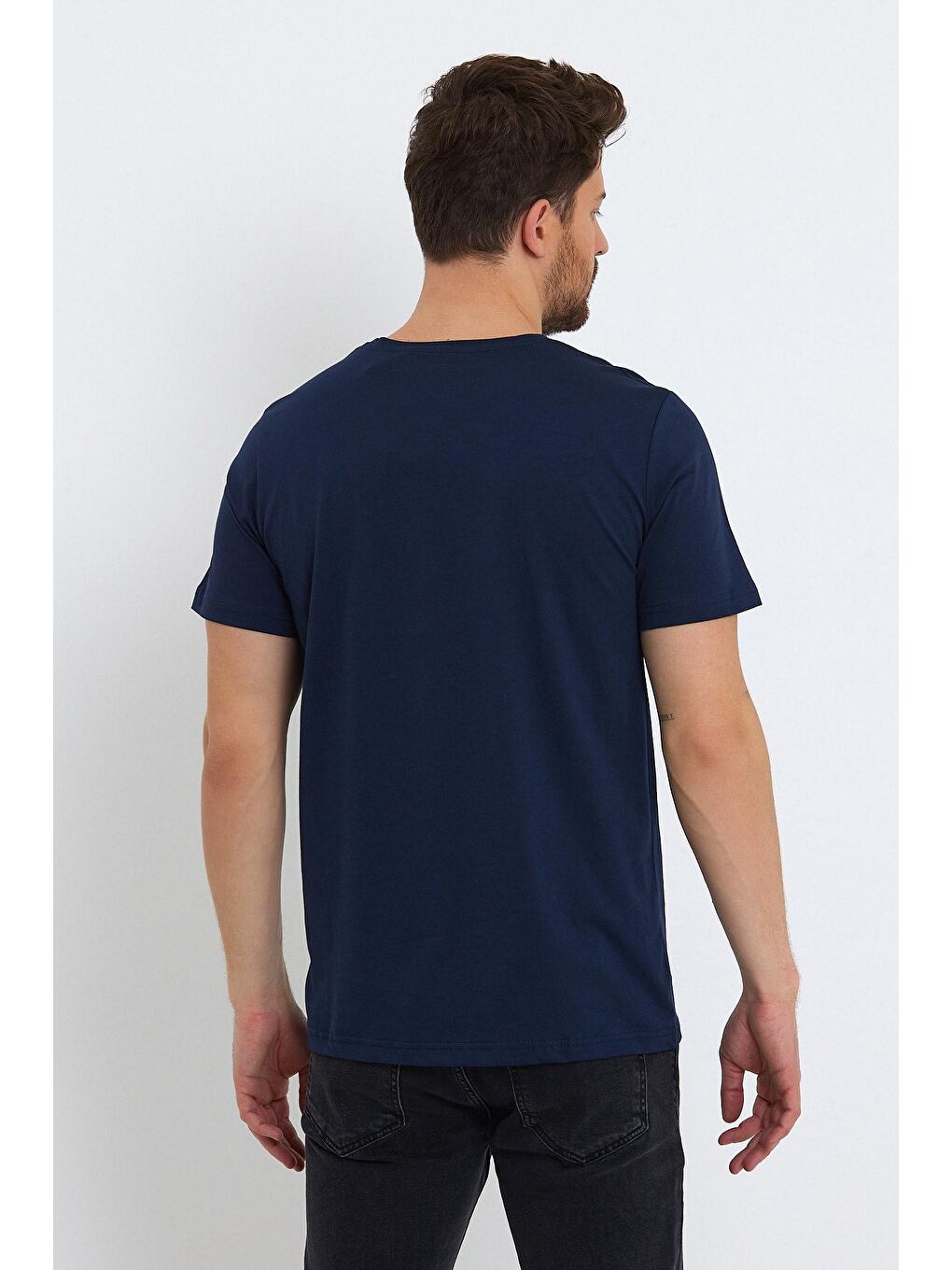 İndigo Süprem Bisiklet Yaka Erkek Tişört-4