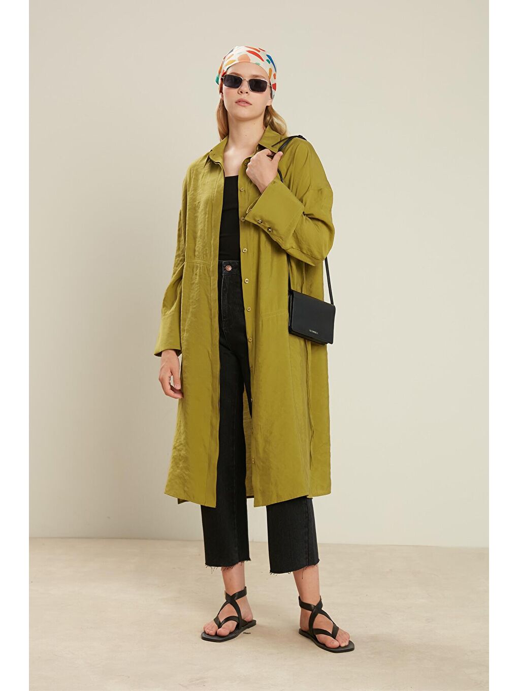 Gömlek Elbise Yağ Yeşili-1