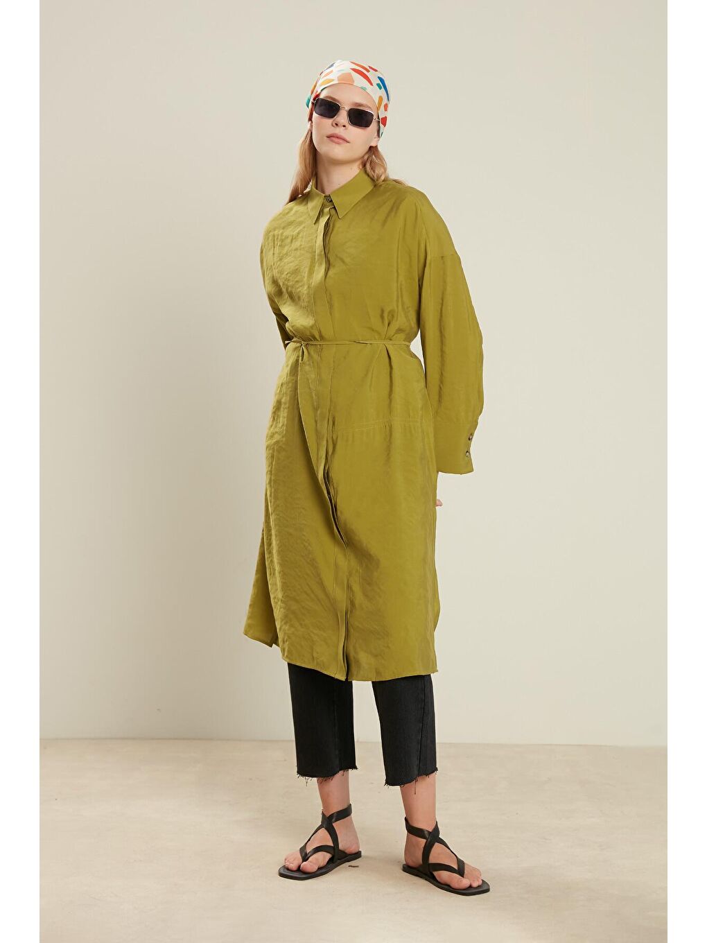 Gömlek Elbise Yağ Yeşili-2