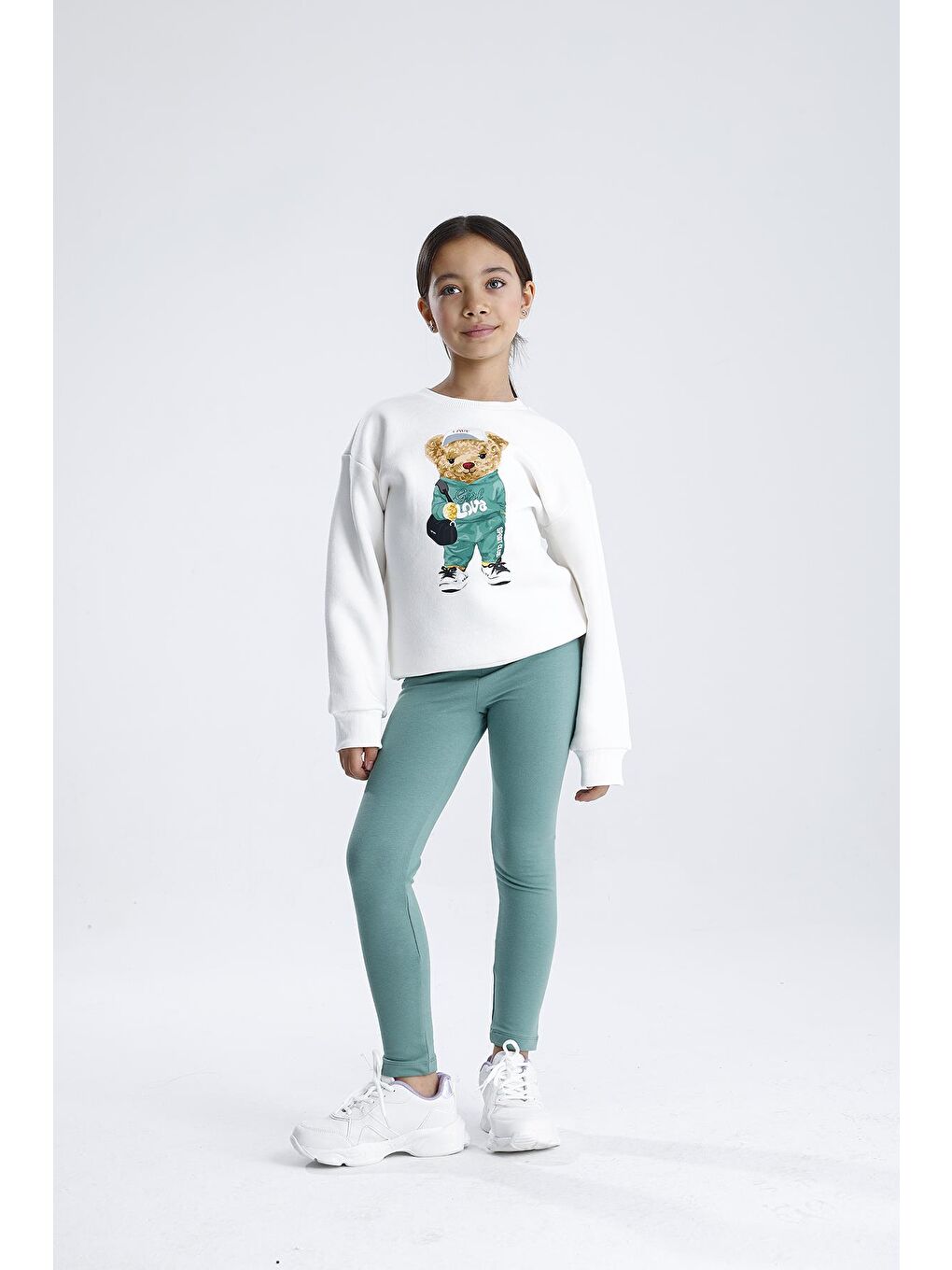 Yeşil Düz Paça Tayt Takım-5