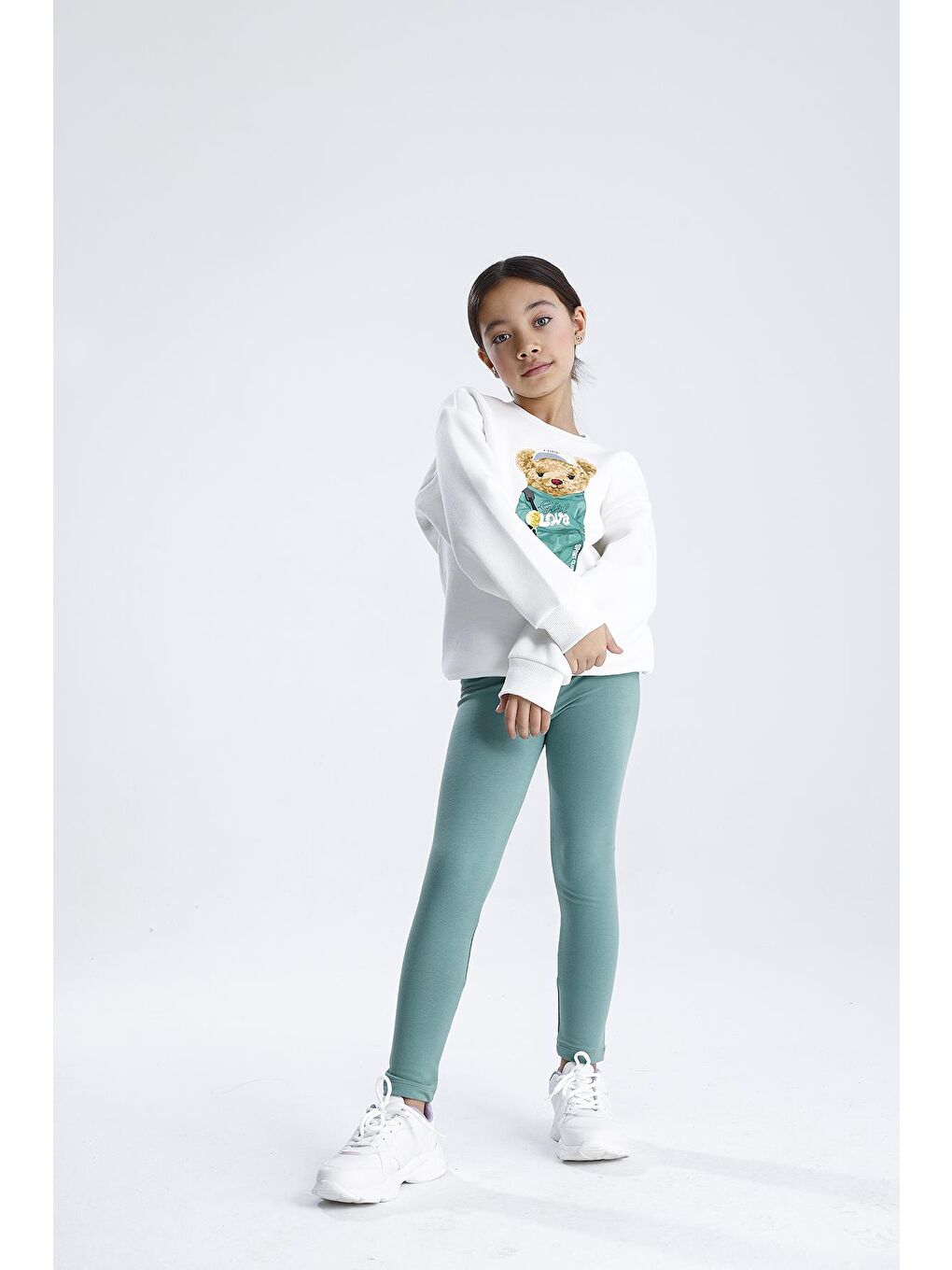 Yeşil Düz Paça Tayt Takım-6