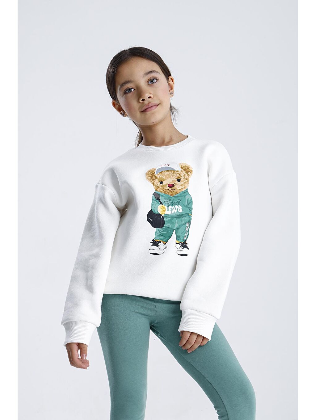 Yeşil Düz Paça Tayt Takım-7