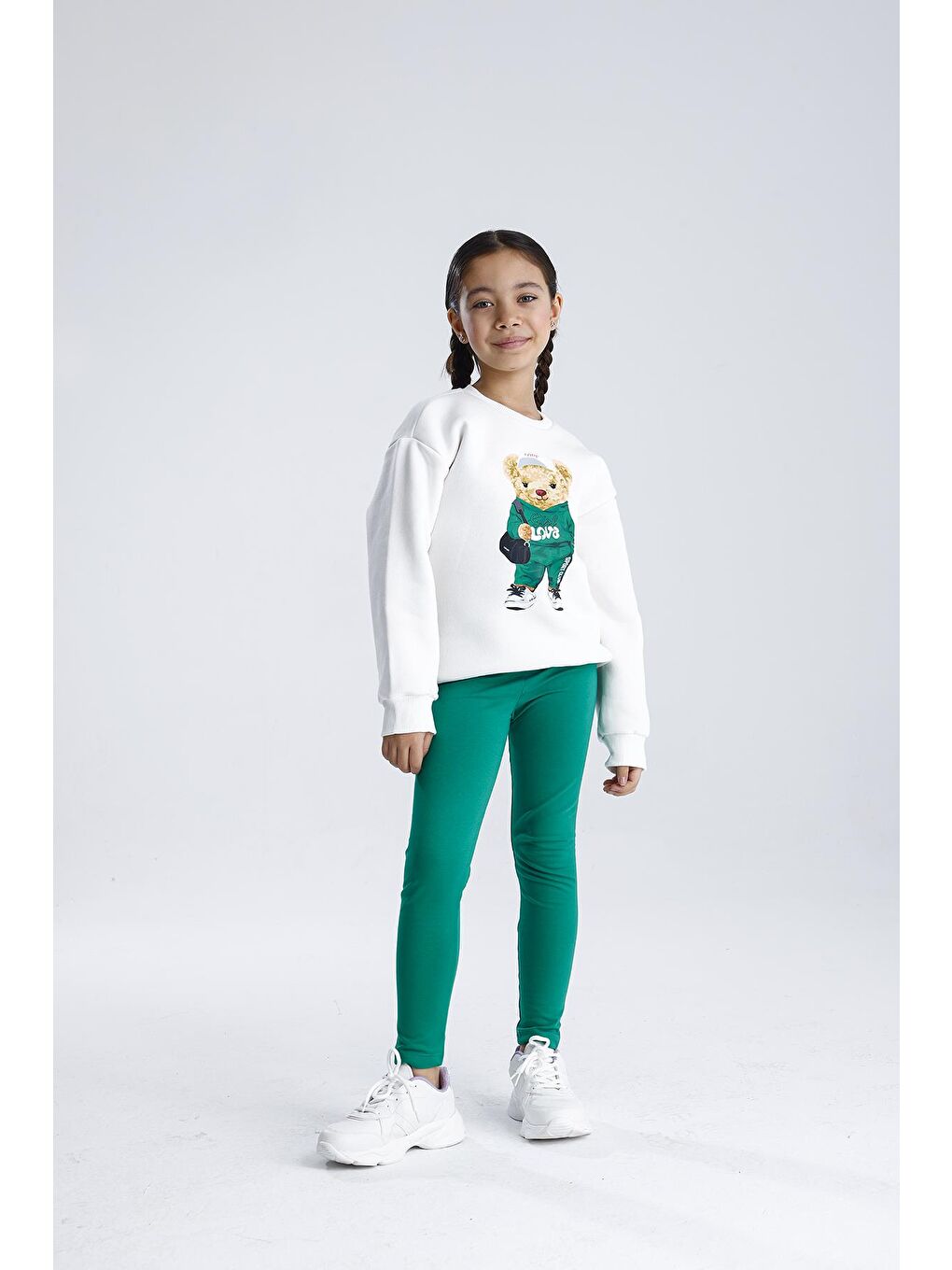 Yeşil Düz Paça Tayt Takım-5