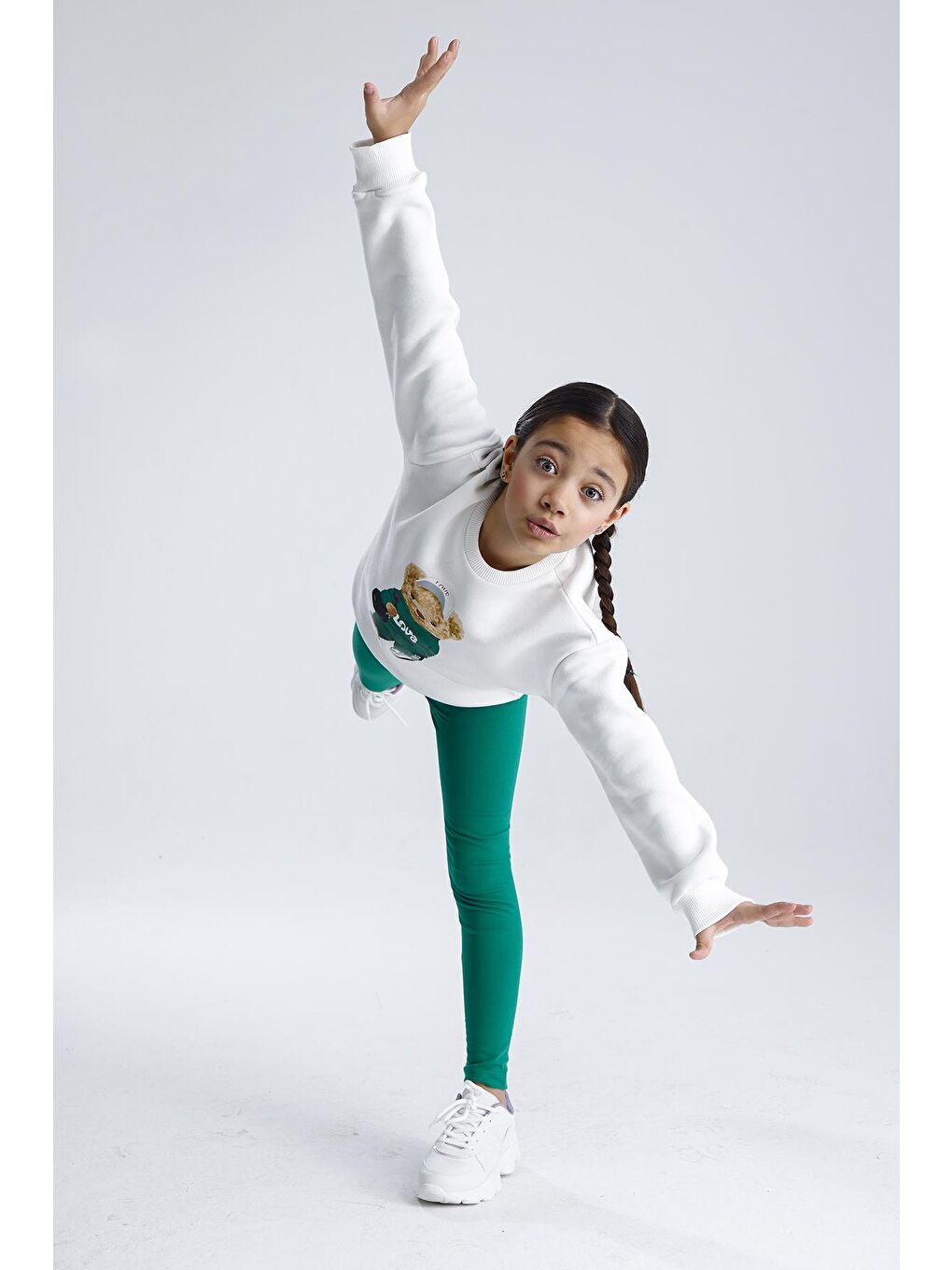 Yeşil Düz Paça Tayt Takım-7