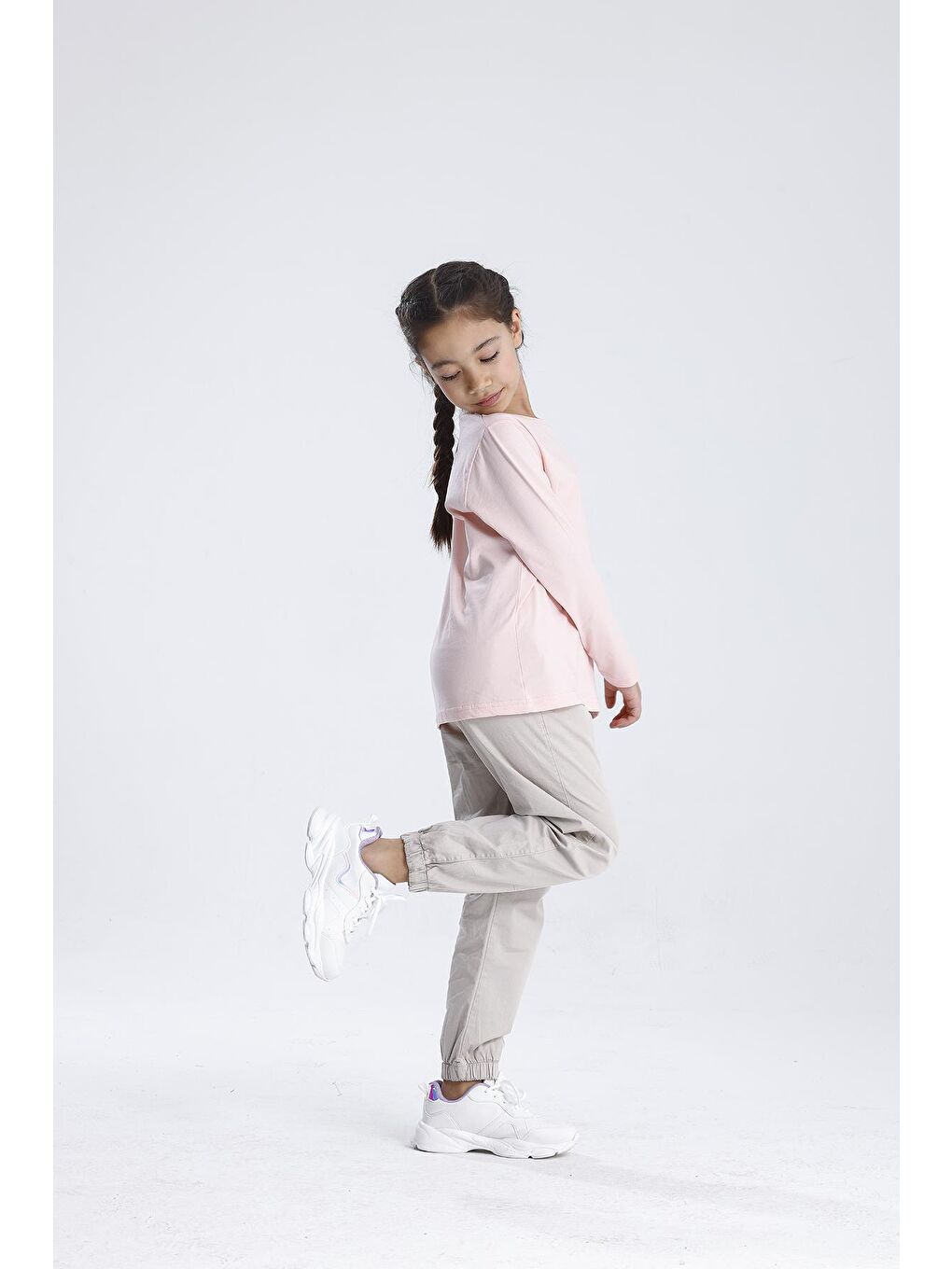 Pembe Basic Uzun Kol Tişört-4