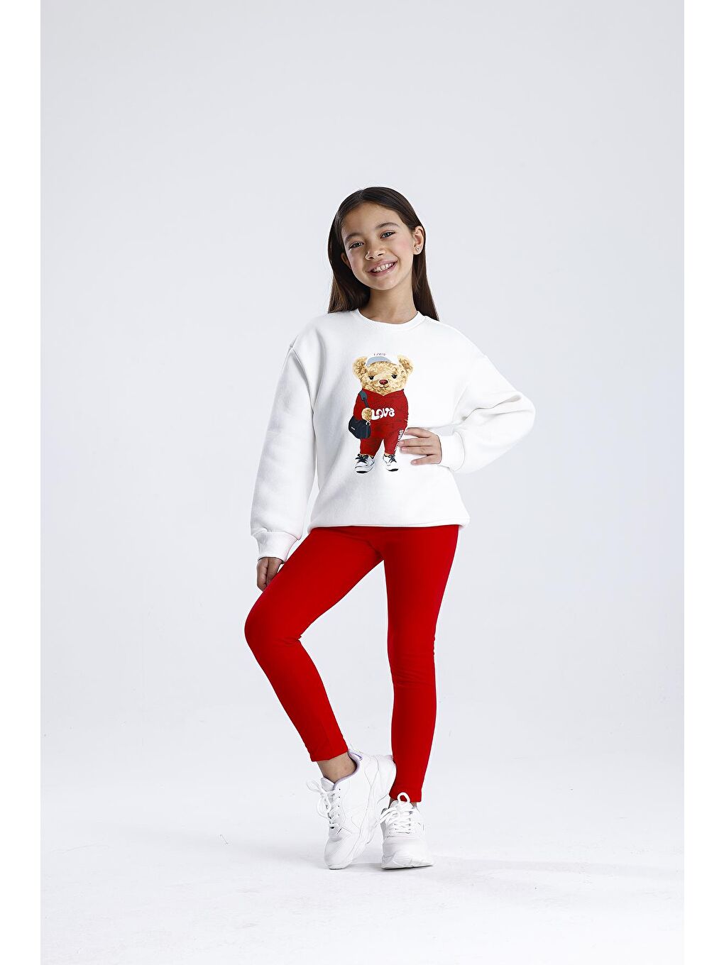 Kırmızı Düz Paça Tayt Takım-5