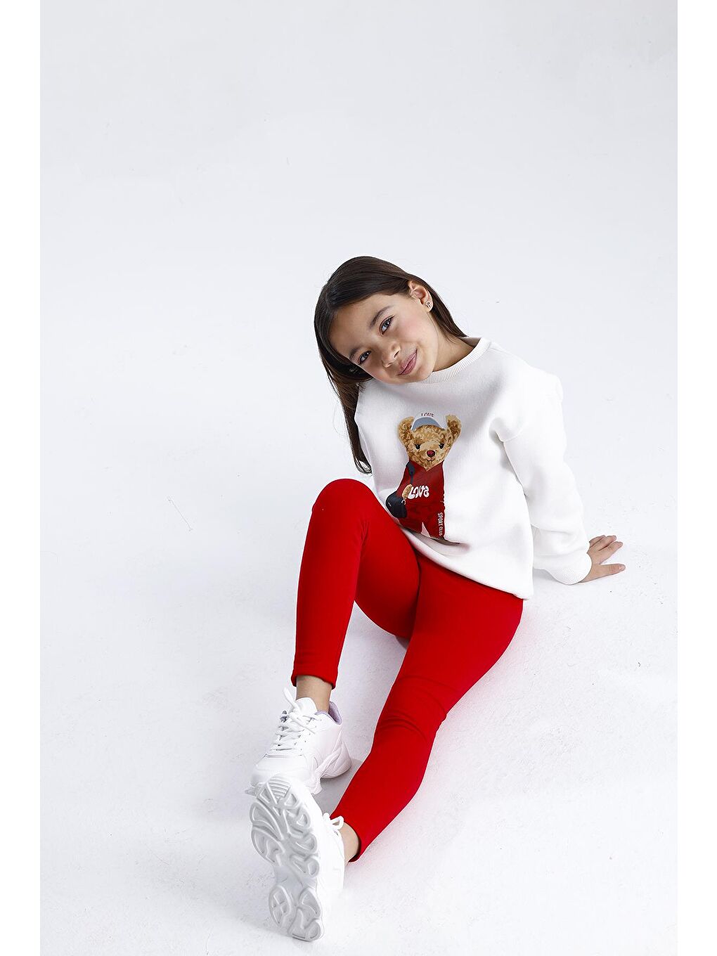 Kırmızı Düz Paça Tayt Takım-7