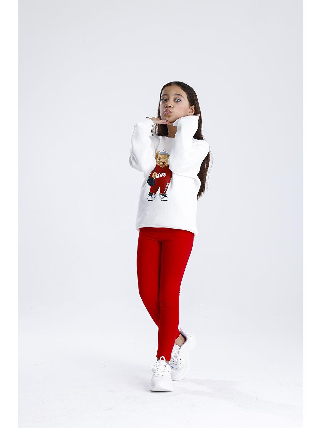 Kırmızı Düz Paça Tayt Takım-9