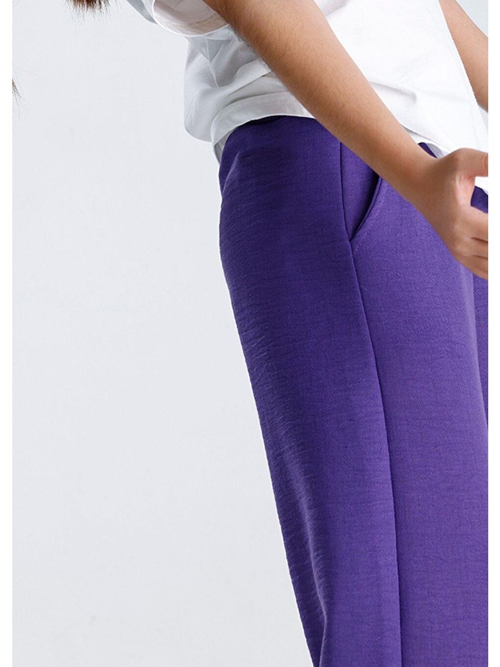 Mor Düz Pantolon-1