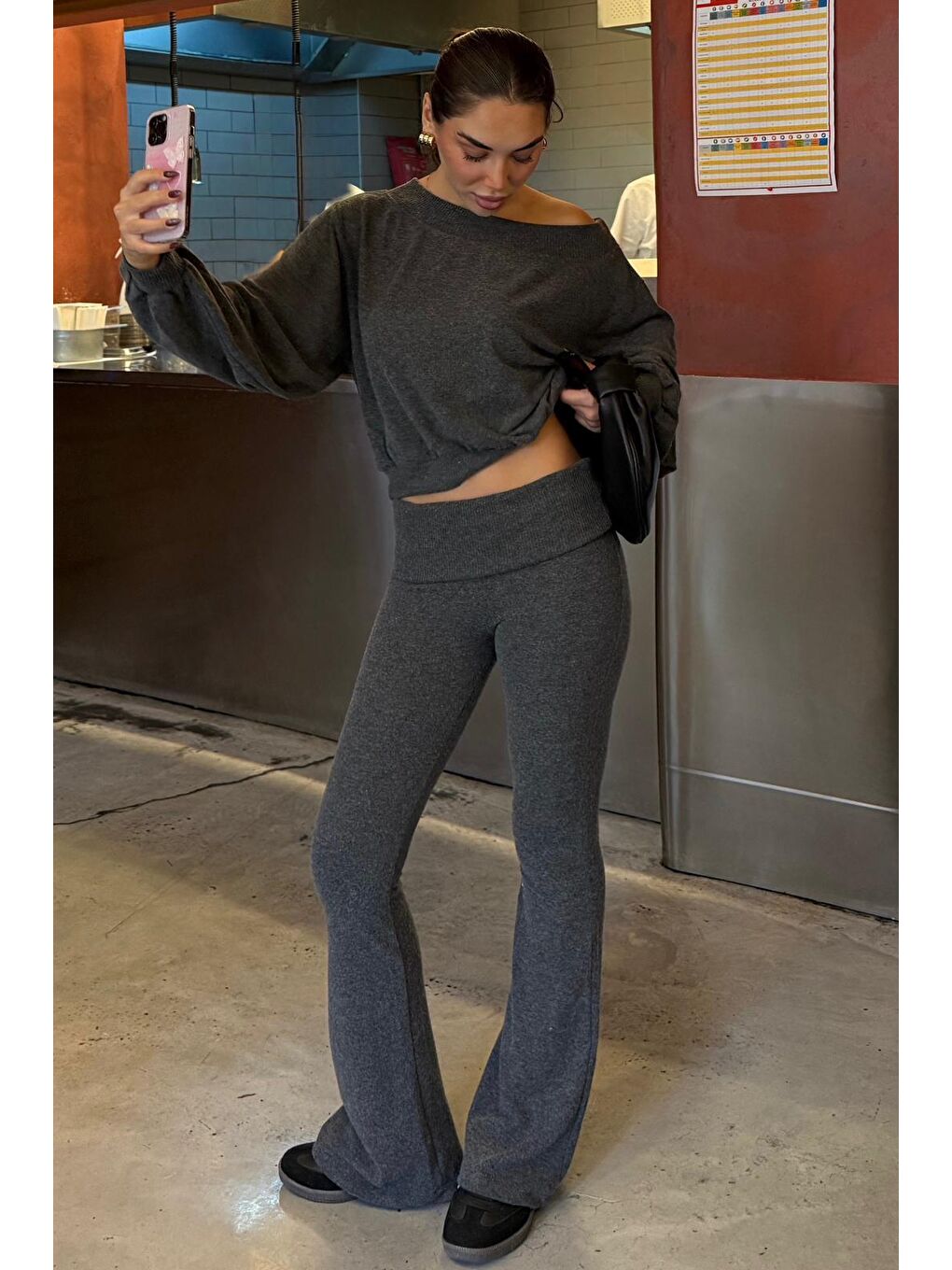 Antrasit Bluz Pantolon İkili Takım Mg2289-4