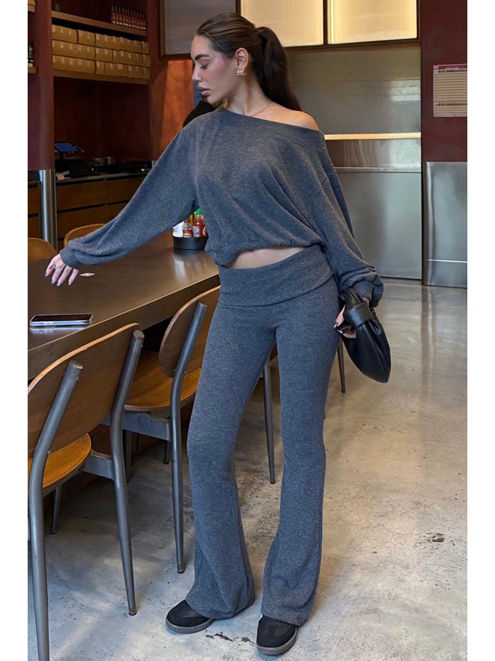 Antrasit Bluz Pantolon İkili Takım Mg2289-7