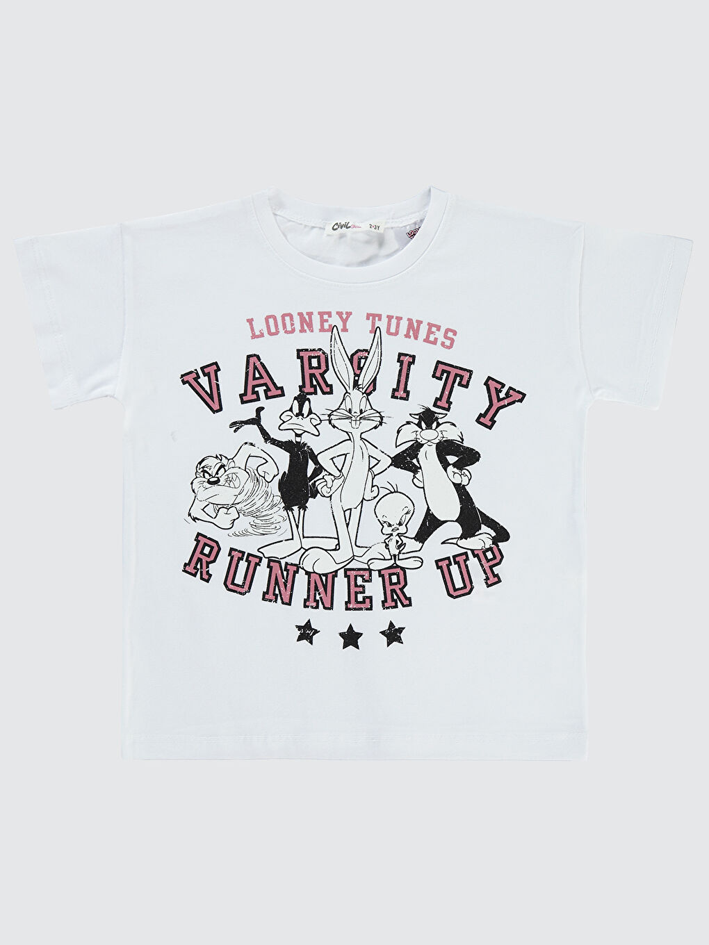 Looney Tunes Kız Çocuk Tişört 2-5 Yaş Beyaz