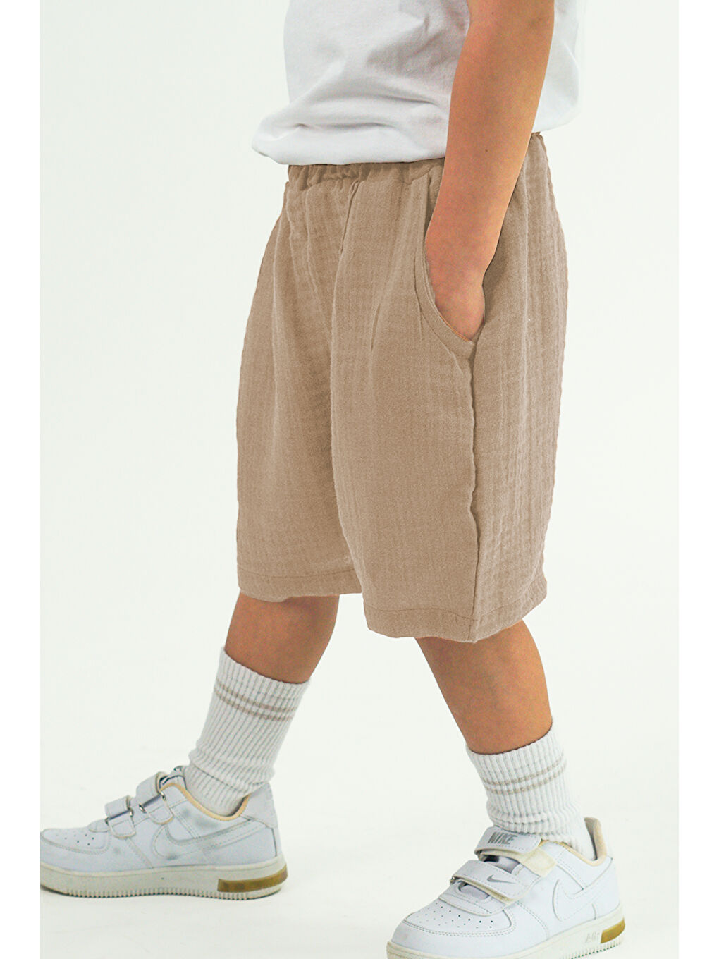 Bej 2'li Paket Duble Müslin Soho Uzun Şort ( Vizon ve Siyah )-1