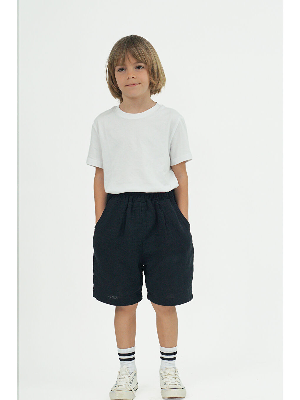 Bej 2'li Paket Duble Müslin Soho Uzun Şort ( Vizon ve Siyah )-2