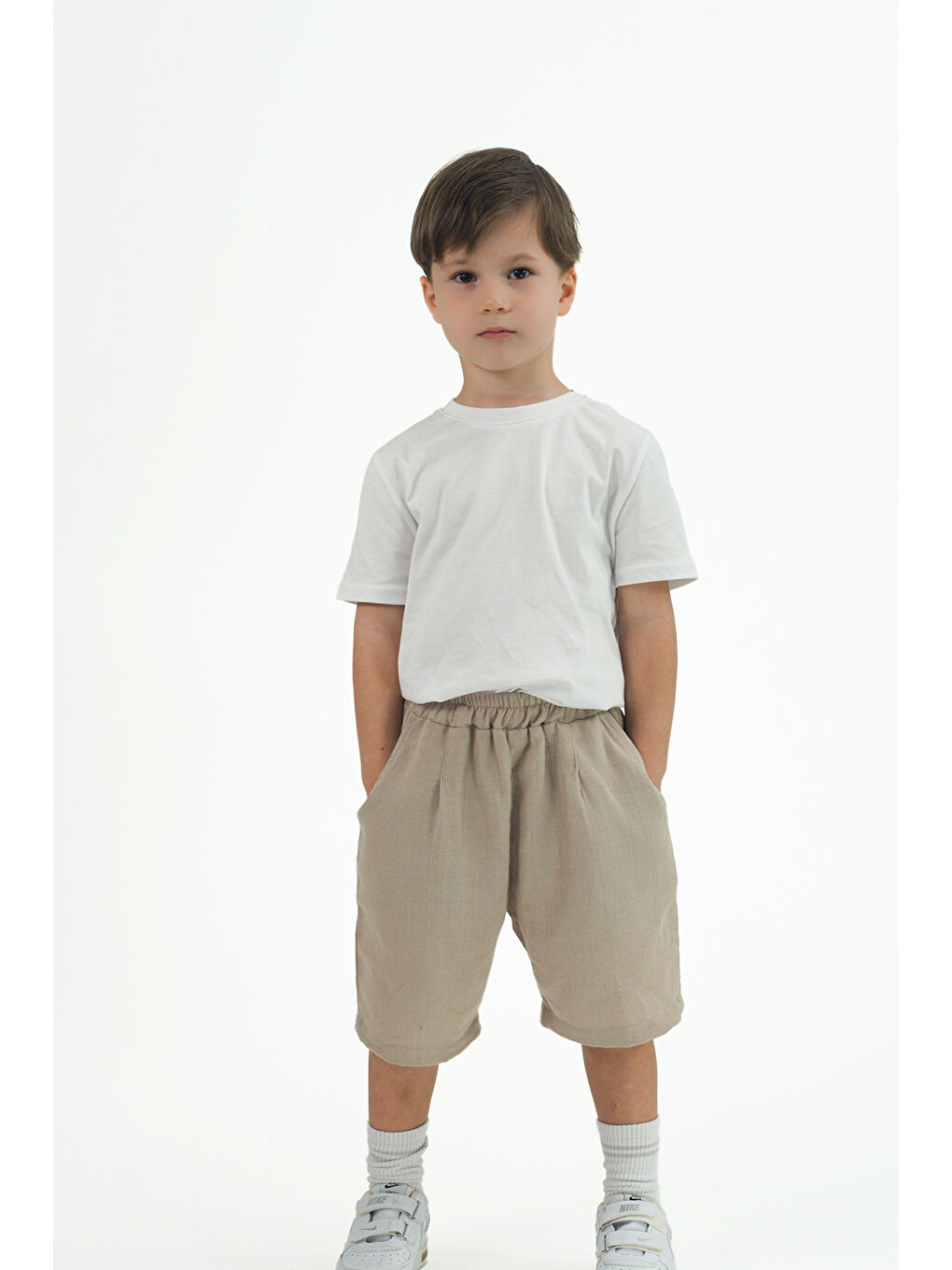 Bej 2'li Paket Duble Müslin Soho Uzun Şort ( Vizon ve Siyah )-4