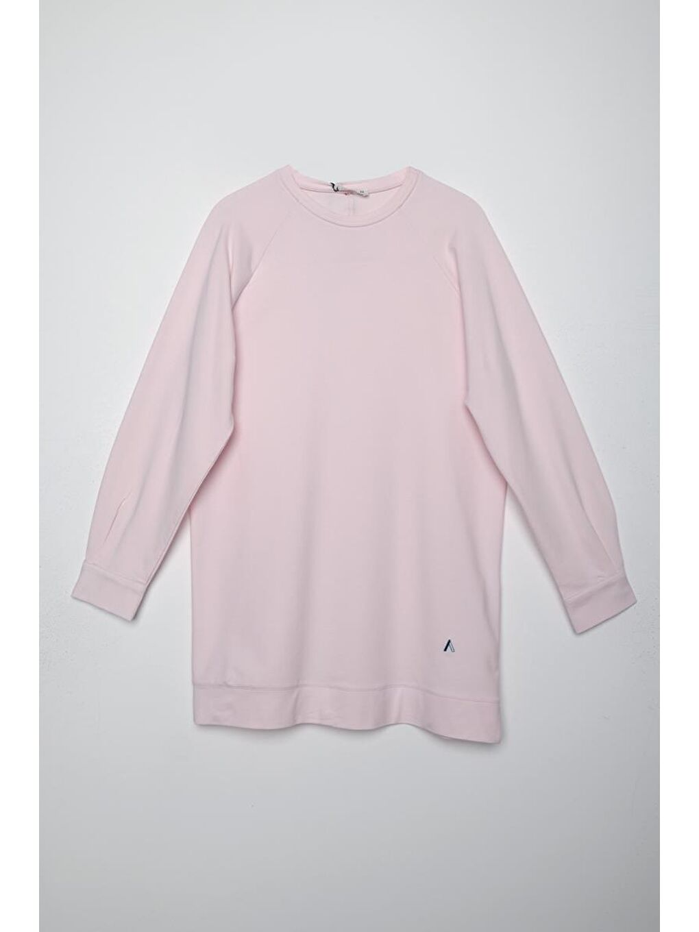 Açık Pembe-Pamuklu Reglan Kol Manşetli Yanları Yırtmaçlı Elastanlı Sweat-5