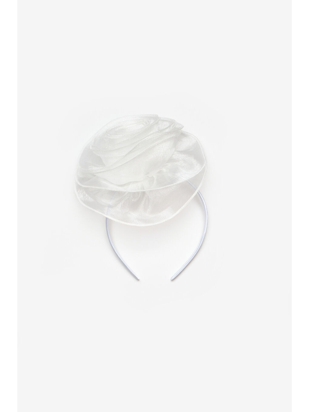 Beyaz Organze Gül Detaylı Kız Çocuk Taç-1