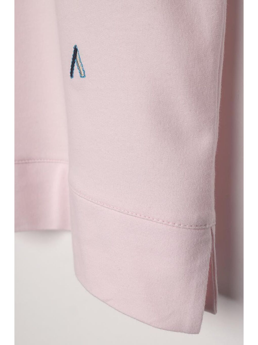 Açık Pembe-Pamuklu Reglan Kol Manşetli Yanları Yırtmaçlı Elastanlı Sweat-6