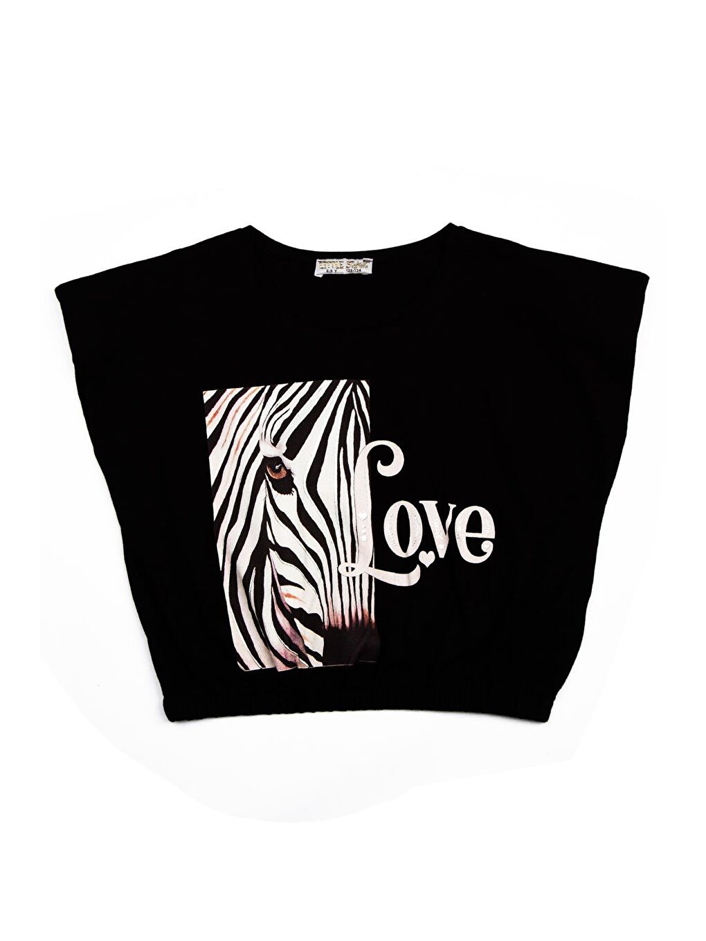 Siyah Kız Çocuk Baskılı Rahat Love Bluz