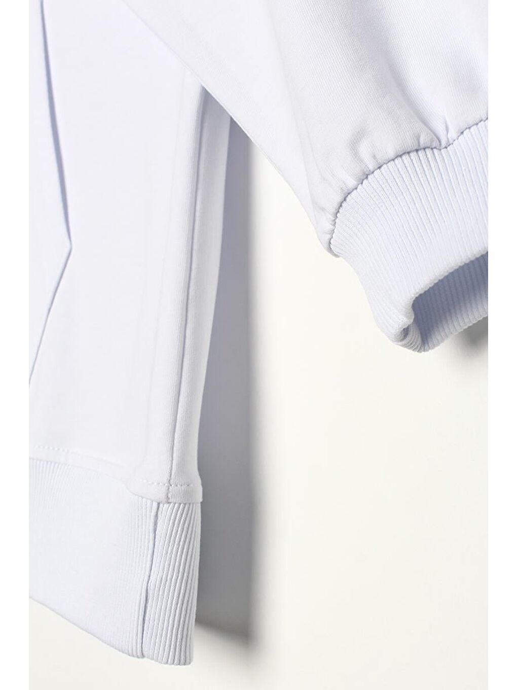 Beyaz Oversize Kapüşonlu Sweat Hırka-6