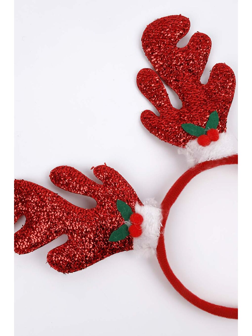 Kırmızı Simli Geyik Boynuzlu Kız Çocuk Taç-2