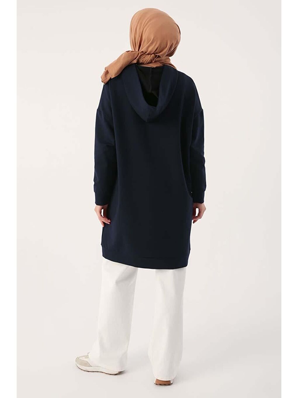 Lacivert Kapüşonlu Fermuarlı Sweat Hırka-3