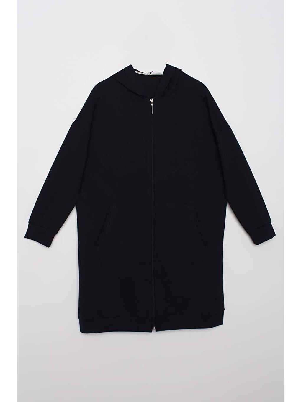 Lacivert Kapüşonlu Fermuarlı Sweat Hırka-6