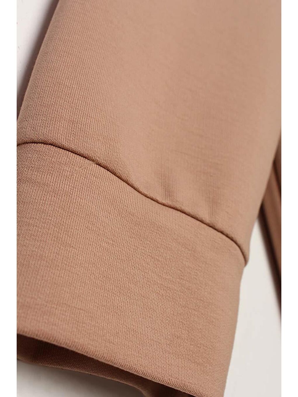 Bej Kapüşonlu Fermuarlı Sweat Hırka-5